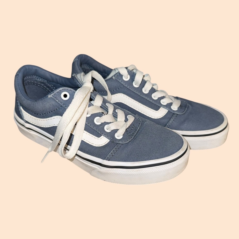Vans Ward Kids Slate Blue Canvas Low Top Skate Shoes Sneakers Size 13 Youth